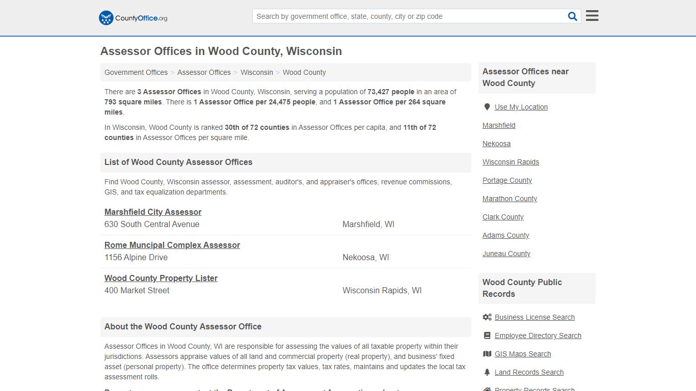 Assessor Offices in Wood County, Wisconsin - County Office